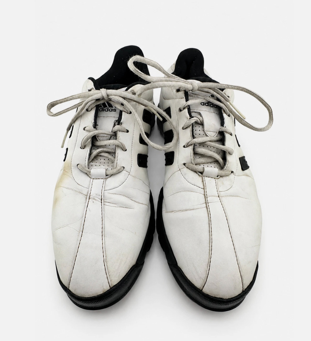 Adidas Tour360 Golf Shoes Mens US 10 White Black Softspikes Leather Waterproof